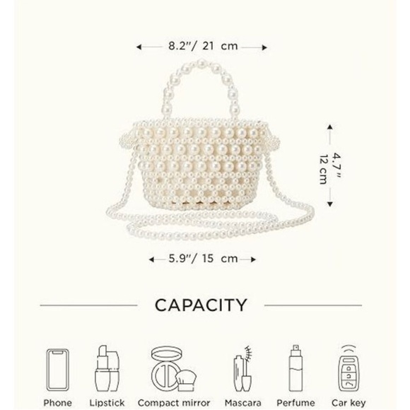 🤍 LULLA COLLECTION Pearl Beaded Mini Evening Bridal Clutch Purse Bag NWT - Picture 5 of 8